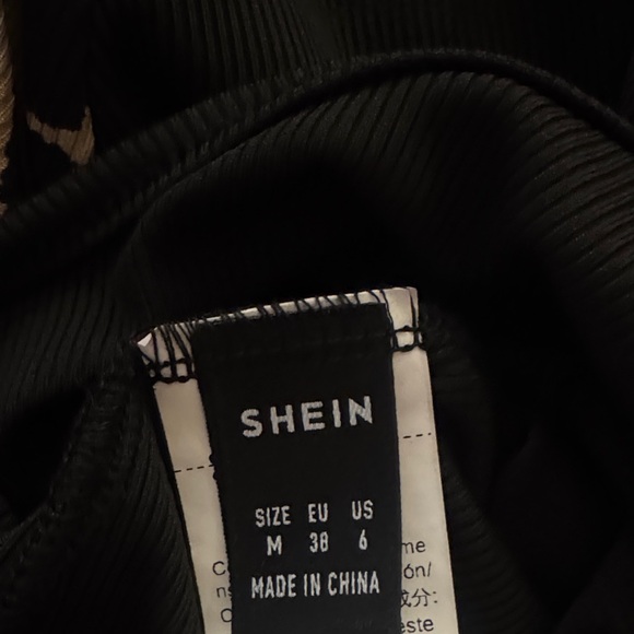 SHEIN Black Bodysuit with Leopard Print Sleeves - Picture 2 of 5